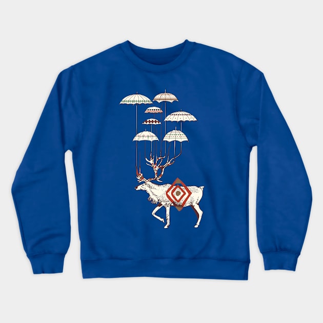 Rain Deer Crewneck Sweatshirt by huebucket